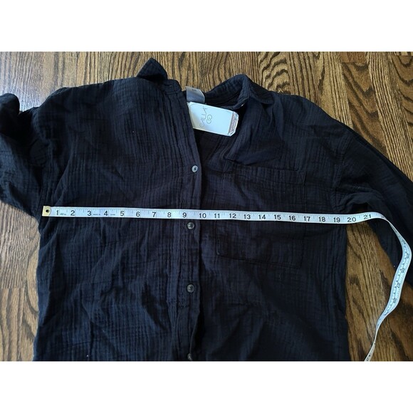NWT CALIA 100% Cotton Oversized Swim Coverup Button Down Black Size XXS Beachy - Picture 8 of 9